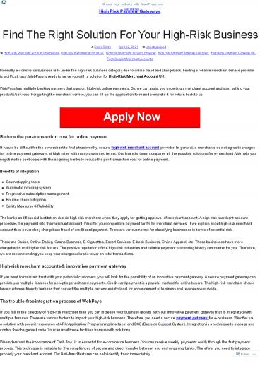 Find The Right Solution For Your High-Risk Business