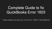 Complete Guide to fix QuickBooks Error 1603