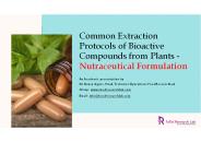 Common extraction protocols of bioactive compounds from plants – Nutraceutical Formulation "