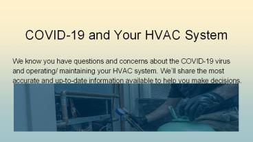 COVID-19 and Your HVAC System