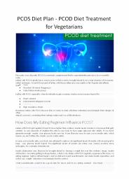 PCOS Diet Plan - PCOD Diet Treatment for Vegetarians