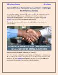 General Human Resource Management Challenges for Small Businesses PowerPoint PPT Presentation