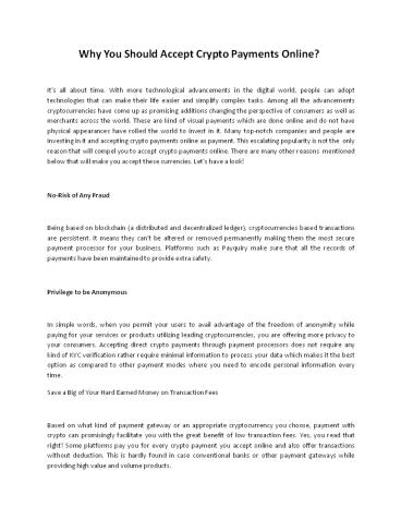 Accepting Crypto Payments Online As Payment With Payquiry