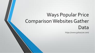 Popular Price Comparison Websites