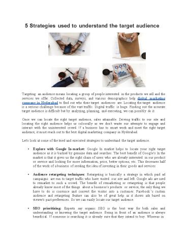 5 Strategies used to understand the target audience