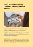 Onevanilla Prepaid Mastercard Balance | Onevanilla balance PowerPoint PPT Presentation
