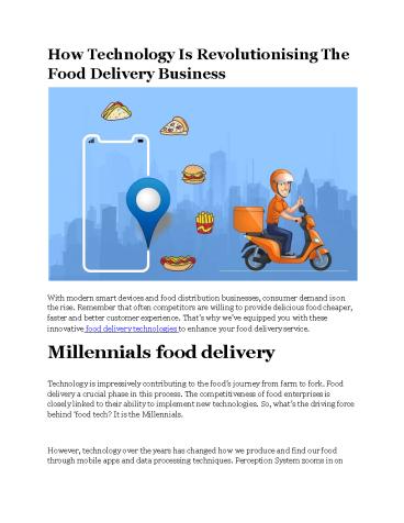 How Technology Is Revolutionising The Food Delivery Business - Perception System How Technology Is Revolutionising The Food Delivery Business - Perception System