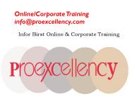 Proexcellency   provides  Infor Birst  online  training.