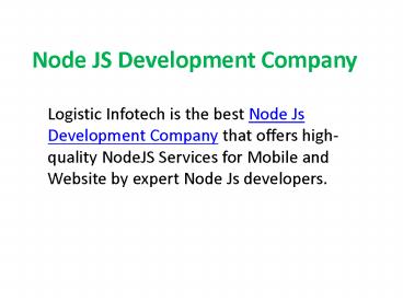 Node JS Development Company - Logistic Infotech