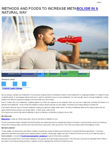 METHODS AND FOODS TO INCREASE METABOLISM IN A NATURAL WAY