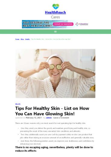 Tips For Healthy Skin – List on How You Can Have Glowing Skin!
