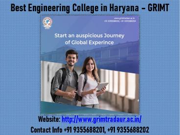Best Engineering College in Haryana - Btech College in Haryana - M Tech Colleges in Haryana