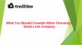 What You Should Consider When Choosing a Quick Loan Company PowerPoint PPT Presentation