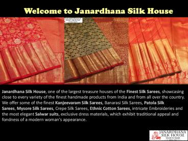 Cotton Silk Saree | Buy Cotton Silk Saree Online India- Janardhana Silk House