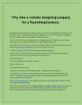 Why hire a website designing company for a flourishing business. PowerPoint PPT Presentation