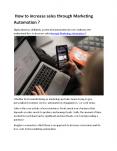 How to increase sales through Marketing Automation ? PowerPoint PPT Presentation