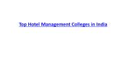 Top Hotel Management Colleges in India
