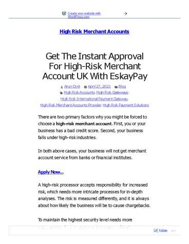 Get The Instant Approval For High Risk Merchant Account UK With EskayPay
