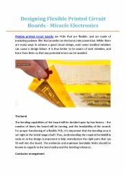 Designing Flexible Printed Circuit Boards - Miracle Electronics