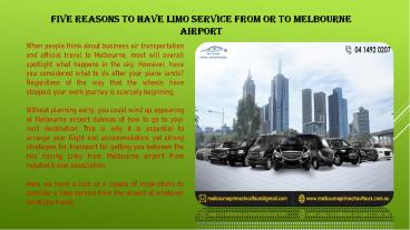 Five Reasons To Have Limo Service From or To Melbourne Airport