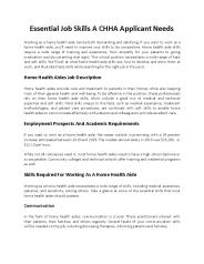 Important Job Skills a CHHA Applicant needs