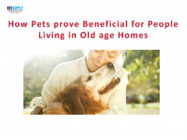 How Pets Prove Beneficial for People Living in Old Age Homes | VetSupply | Australia Best online Pet store