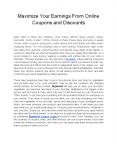 Maximize Your Earnings From Online Coupons and Discounts