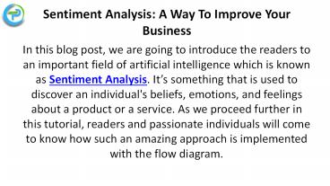 Sentiment Analysis: A Way To Improve Your Business