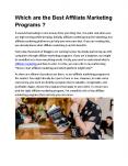Which are the Best Affiliate Marketing Programs ? PowerPoint PPT Presentation