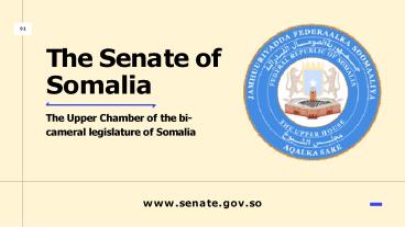 Slide on the Senate of Somalia | Bi-Cameral Legislature