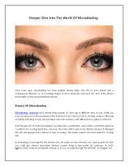 Deeper Dive Into The World Of Microblading