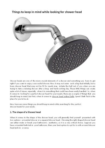 Best Quality Designer Shower Head in Delhi - Speedbath