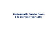 food Box packaging | To increase your sales
