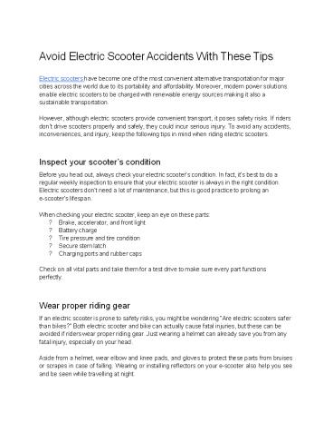 Avoid Electric Scooter Accidents With These Tips