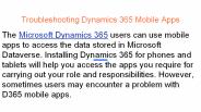 Troubleshooting Dynamics 365 Mobile Apps