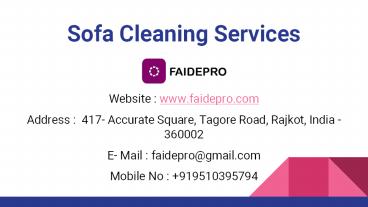 Sofa Cleaning Services FaidePro Rajkot