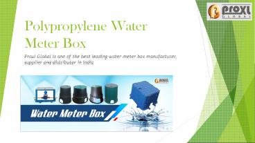 About Polypropylene Water Meter Box