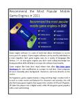 Recommend the Most Popular Mobile Game Engines in 2021