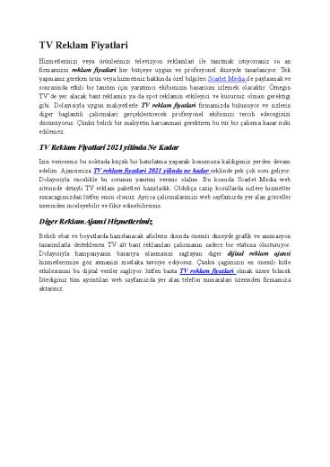 TV Reklam Fiyatları