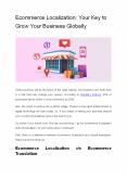 Ecommerce Localization: Your Key to Grow Your Business Globally PowerPoint PPT Presentation