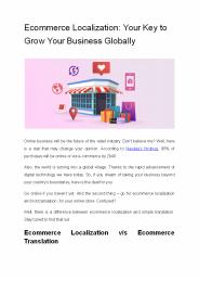 Ecommerce Localization: Your Key to Grow Your Business Globally