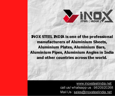 Aluminium Sheet Manufacturers in India - Inox Steel India (1)