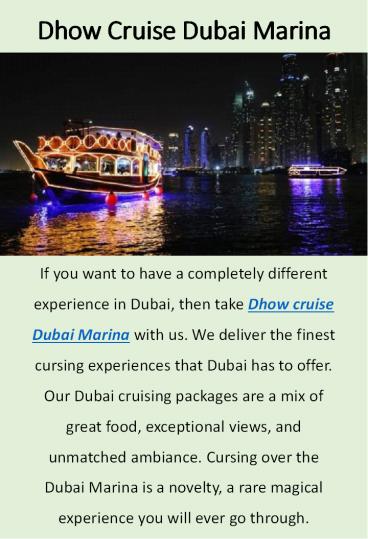 Dhow Cruise Dubai Marina