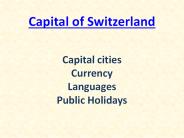 Capital of Switzerland - Currency Languages