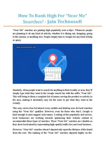 How To Rank High For “Near Me” Searches - Jain Technosoft
