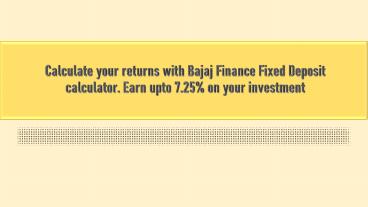 Bajaj fd calculator