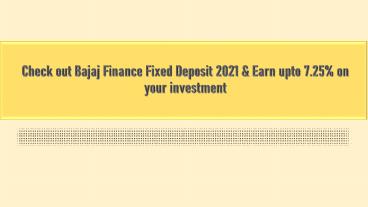 Bajaj finance fixed deposit
