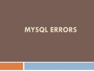 My SQL Error