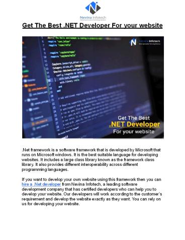 Get The Best .NET Developer For your website
