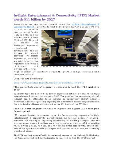 In-flight Entertainment & Connectivity (IFEC) Market worth $11 billion by 2027